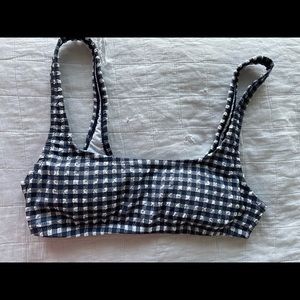 J. Crew Gingham Swoop Neck Bikini Top (Small)